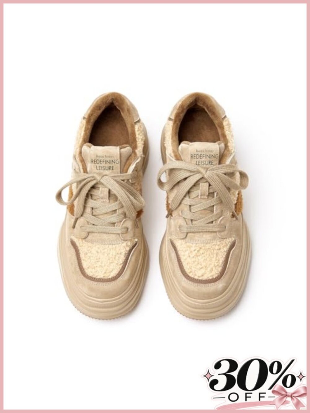 Fur Lined Winter Platform Sneakers Suede Lace-Up Snow Walking Shoes